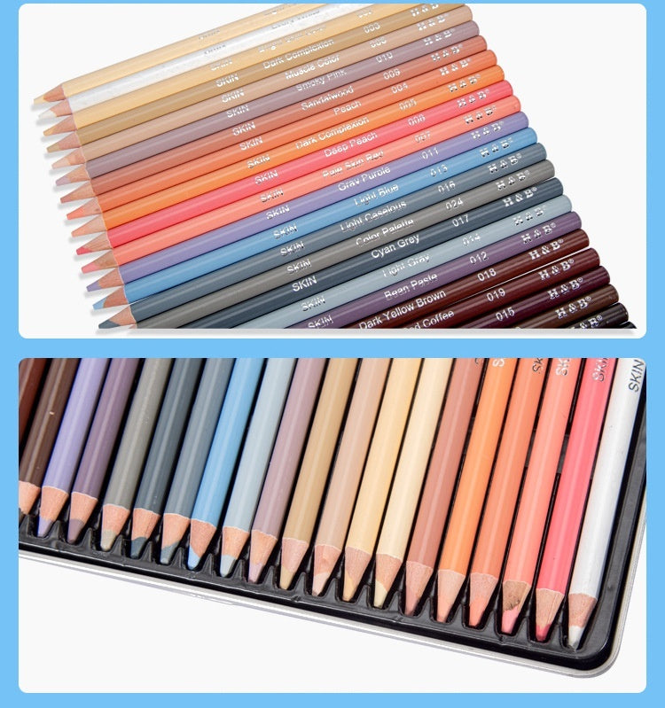 24-color Painting Skin Color Pen Hand-painted Portrait Color Pencil Oily Art Supplies - Heritage cosmetics and beauty care