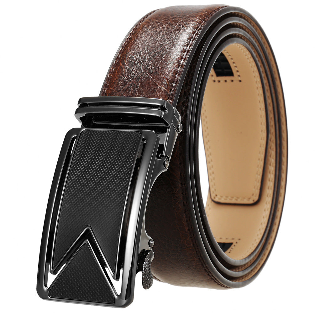 Fashion Men's Two-layer Cowhide Automatic Buckle Trouser Belt - Heritage cosmetics and beauty care