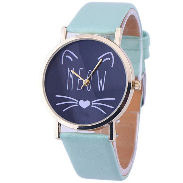 Watch watches women fashion watch  Luxury Cute Cat Pattern PU Leather Band Analog Quartz Vogue Wristwatch - Heritage cosmetics and beauty care