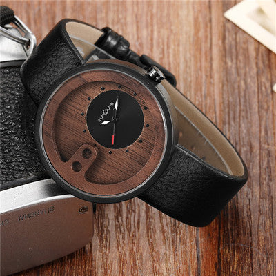 Fashion Top Brand Wooden Watch Men Exquisite Carving Hollow Design Male Clock Unique Green Leather Quartz Wood Watches - Heritage cosmetics and beauty care