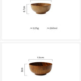 Wooden Bowl Japanese Style Wood Rice Soup Bowl Salad Bowl Food Container Large Small Bowl for Kids Tableware Wooden Utensils