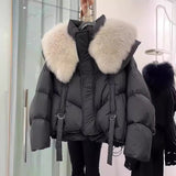 Winter Black Cotton-padded Clothes Coat For Women