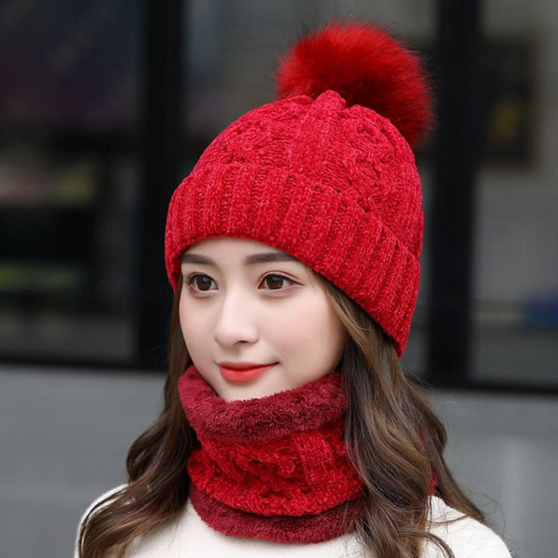 Women's Winter Fleece Fashion Hats Two Piece Set - Heritage cosmetics and beauty care