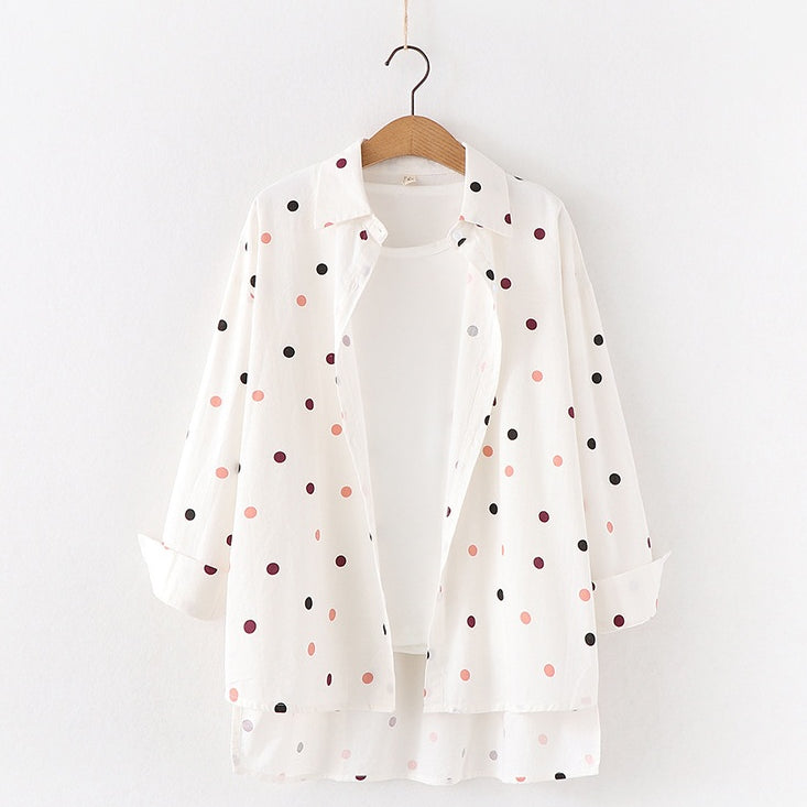 Women Polka Dot Print Blouse Shirts - Heritage cosmetics and beauty care