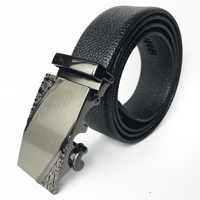 Scratch-resistant Edging Microfiber Belt Men's Automatic Buckle With Lychee Pattern - Heritage cosmetics and beauty care