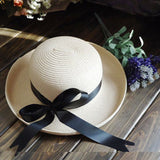 Season Straw Hats, Women's Pastoral  Bowknot Curly Straw Hat, Big Brim Hat - Heritage cosmetics and beauty care