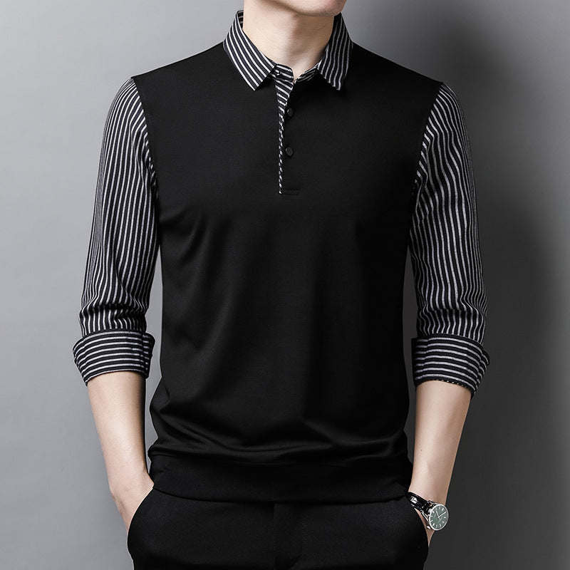 Men's False Two Pieces Striped Sleeve Shirt - Heritage cosmetics and beauty care