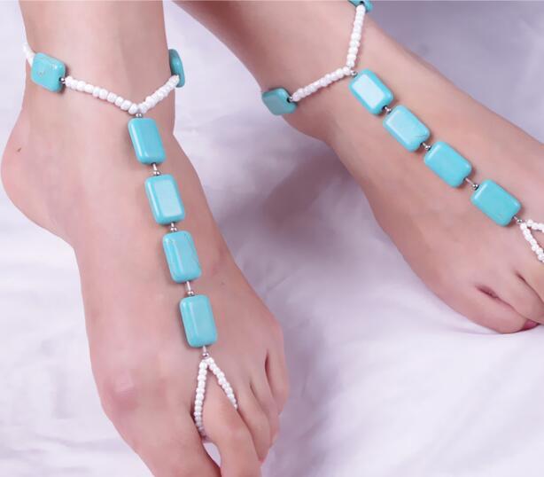 Ankle Bracelet Foot Chain Jewelry Summer Beach Turquoises Anklets Women's Anklets for Women Girls Jewelry Leg Bracelet - Heritage cosmetics and beauty care