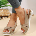 European And American Ladies Sandals Plus Size Cross Wedge Sandals - Heritage cosmetics and beauty care