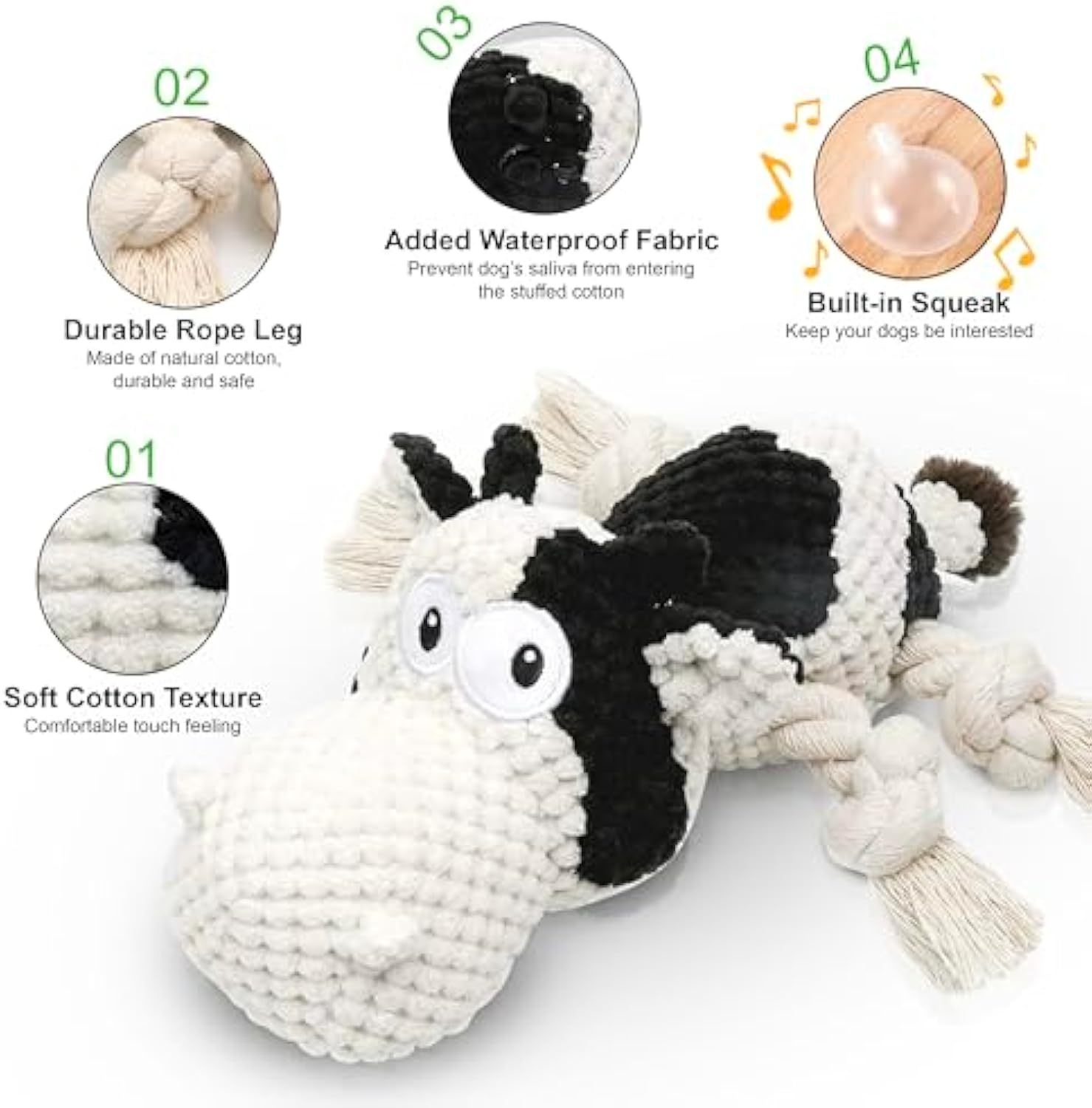 Squeaky Dog Toys Dog Plush Toy Dog Stuffed Animals Chew Toy Cute Dog Toys Stuffed Animals Toys For Dogs Durable Cow Dog Toy Best Toy For For Puppy Small Medium And Large Dogs - Heritage cosmetics and beauty care