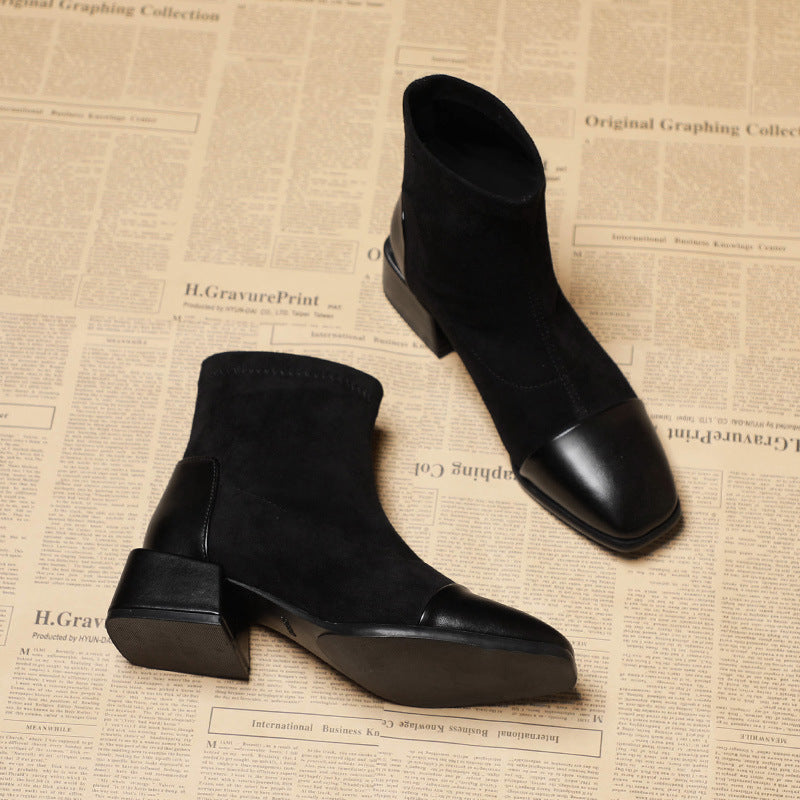 Women"s Short Boots Autumn And Winter New Versatile Thick Heel Shoes - Heritage cosmetics and beauty care