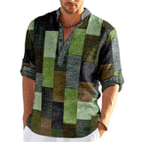 Simple Printed Stand Collar Men's Casual Shirt - Heritage cosmetics and beauty care