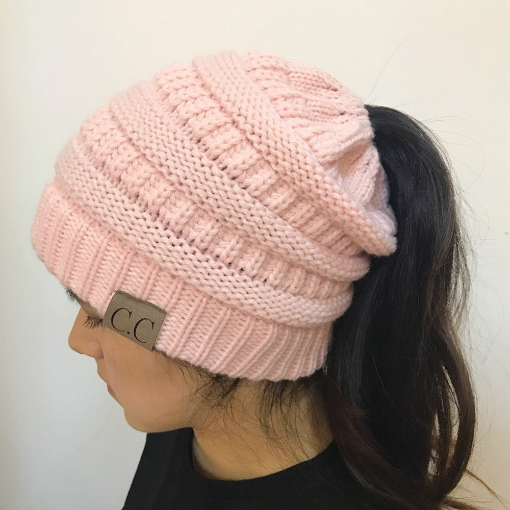 High Bun Ponytail Beanie Hat Chunky Soft Stretch Cable Knit Warm Fuzzy Lined Skull Beanie Acrylic Hats Men And Women - Heritage cosmetics and beauty care