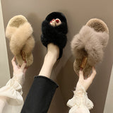 Cross fur slippers - Heritage cosmetics and beauty care