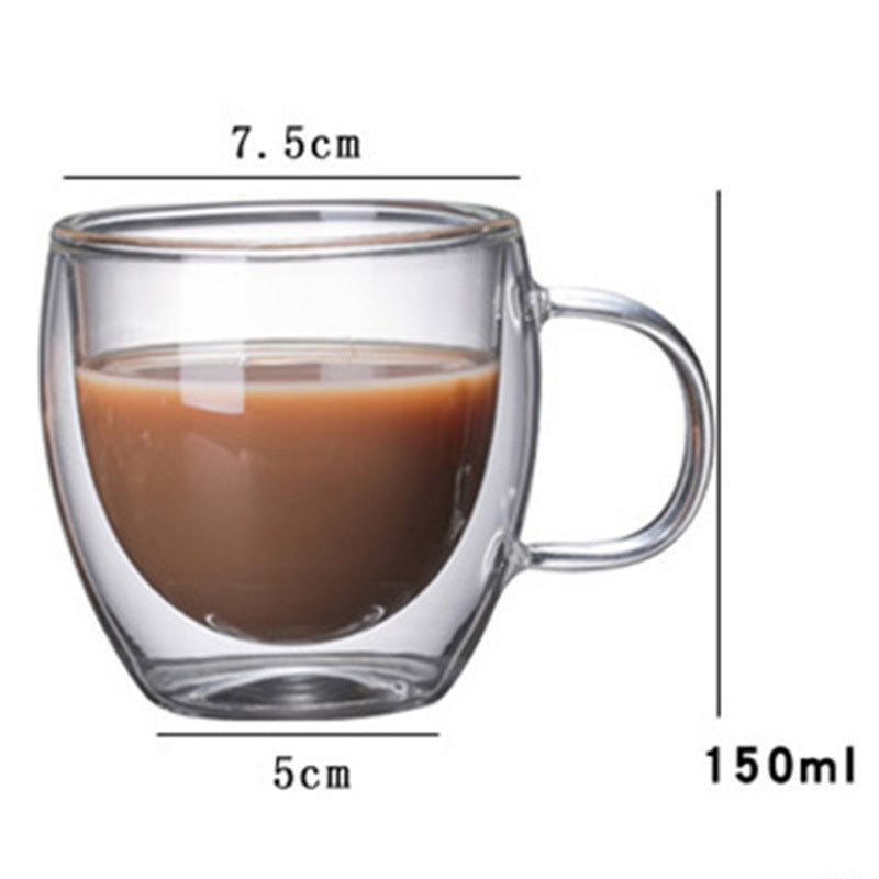 Kitchen Heat-Resistant Double-Layer Borosilicate Glass With Handle Coffee Cup