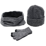 Winter men's hats, scarves, gloves, suits, fashion knitting and velvet hats, scarves, kits, men's 3 pieces/sets - Heritage cosmetics and beauty care