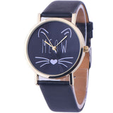 Watch watches women fashion watch  Luxury Cute Cat Pattern PU Leather Band Analog Quartz Vogue Wristwatch - Heritage cosmetics and beauty care