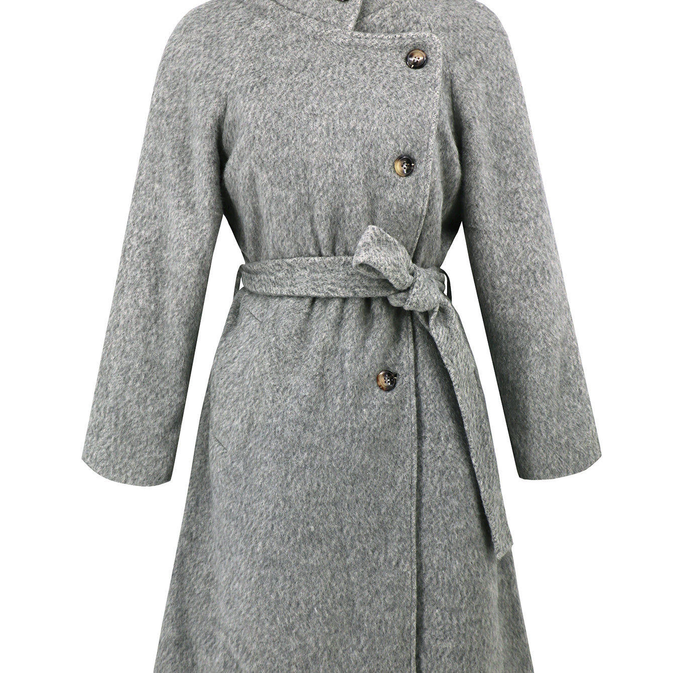 Solid Color Woolen Coat Warm Thickened