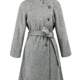 Solid Color Woolen Coat Warm Thickened