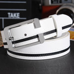 Trendy men's leather white belt - Heritage cosmetics and beauty care