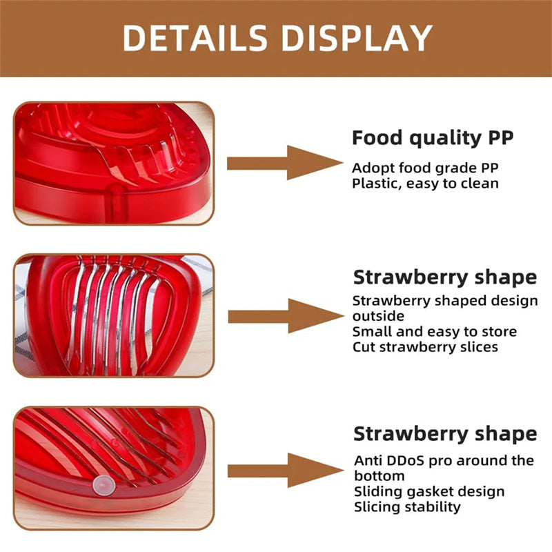 Red Strawberry Slicer Plastic Fruit Carving Tools Salad Cutter Berry Strawberry Cake Decoration Cutter Kitchen Gadgets - Heritage cosmetics and beauty care