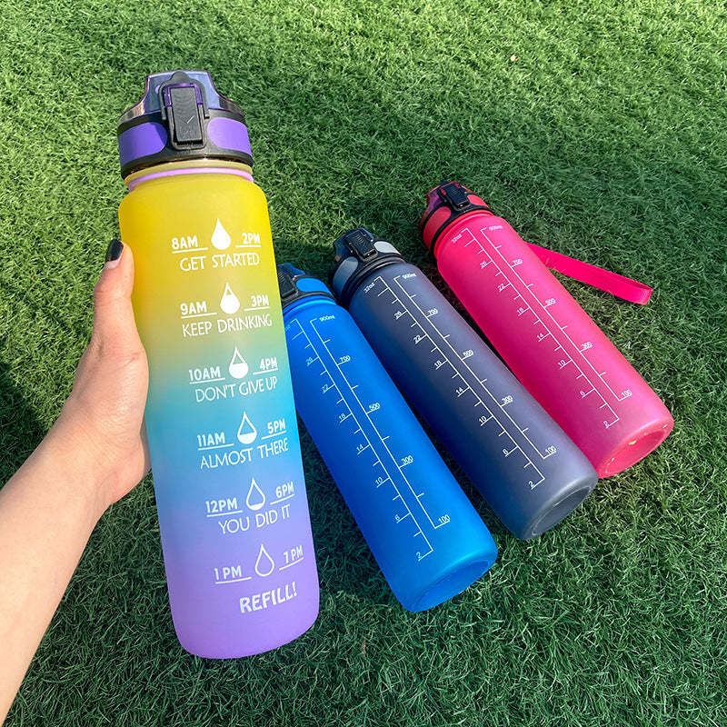 1L Tritan Water Bottle With Time Marker Bounce Cover Motivational Water Bottle Cycling Leakproof Cup For Sports Fitness Bottles - Heritage cosmetics and beauty care