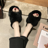 Cross fur slippers - Heritage cosmetics and beauty care