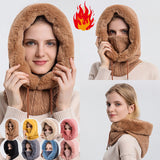 Winter Thick Plush Hat With Scarf Windproof Warm Knit Hats Hooded For Women - Heritage cosmetics and beauty care