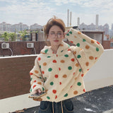 Korean-style Cute Lamb Wool Colorful Polka Dot Coat