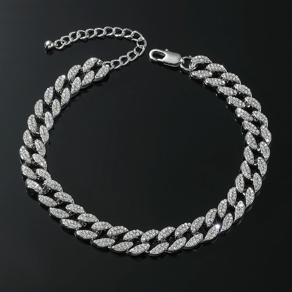 Male Creative Versatile Full Diamond Cuban Chain Foot Chain - Heritage cosmetics and beauty care