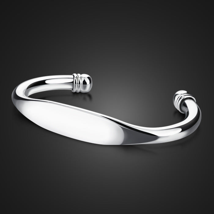 Fashionable Simple Glossy Bracelet 925 Silver Plated Men And Women Couple Bracelets - Heritage cosmetics and beauty care