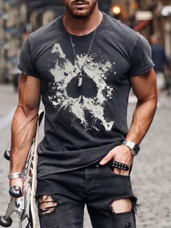 New Fashion Casual Digital Printed Round Neck Short-sleeved T-shirt Men's Wholesale - Heritage cosmetics and beauty care