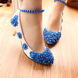 Women's Blue Pearl Anklet High Heels - Heritage cosmetics and beauty care