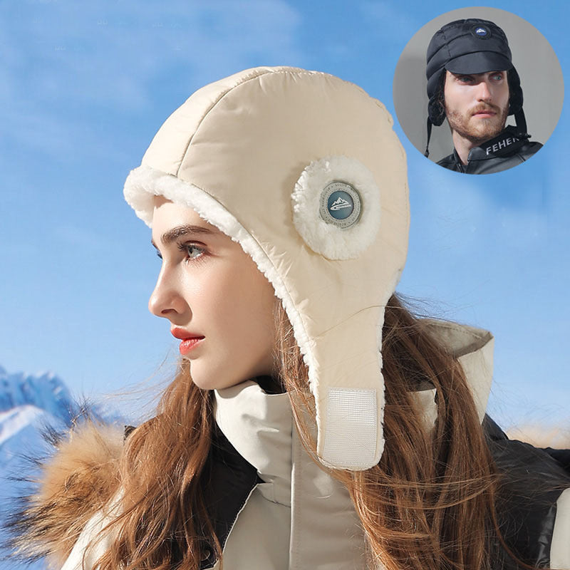 Down Plush Hat For Women Cycling Windproof Waterproof Ear Protection Warm Fashion Hats Winter Thicken Caps - Heritage cosmetics and beauty care