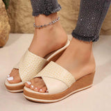 Fashion Snake-texture Wedges Sandals Summer Casual Peep-toe Thick Sole Heightening Slippers Outdoor Slides Shoes Women Heritage cosmetics and beauty care