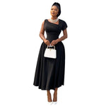 Ladies New Diagonal Collar Waist Seal Dress - Heritage cosmetics and beauty care