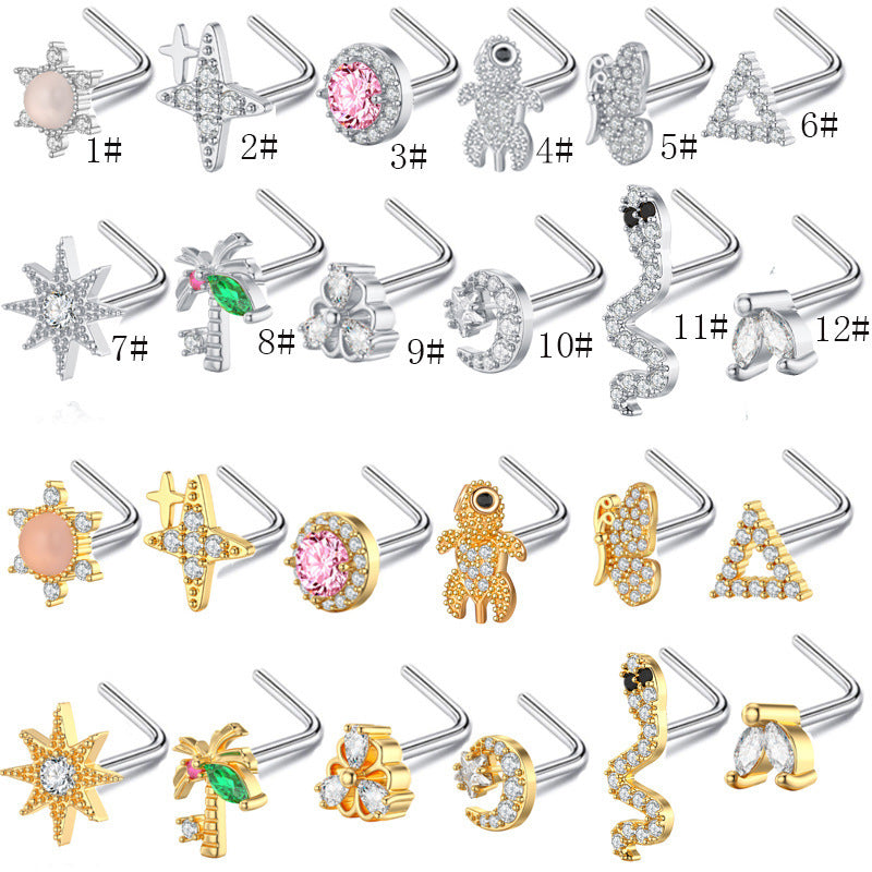 Stainless Steel Nose Stud Ornament Animal Flowers European And American - Heritage cosmetics and beauty care