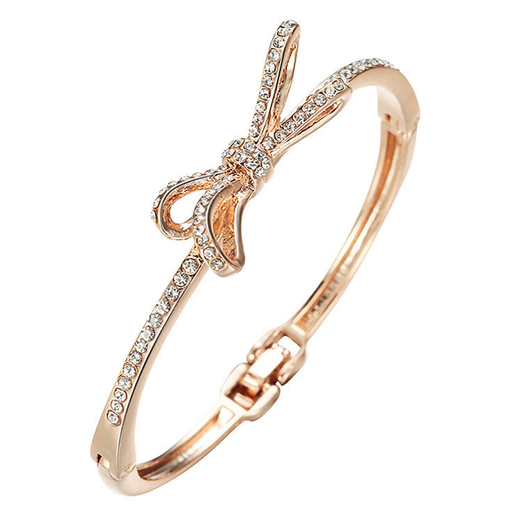 Women's Bracelets, Diamonds, Bows, Rose Gold Alloy Bracelets - Heritage cosmetics and beauty care