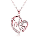 Rhinestone Letter Mom Heart Pendant Necklaces For Mother - Heritage cosmetics and beauty care