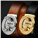 Automatic Buckle  Leather With Diamond-studded  Pattern Bull Head Belt - Heritage cosmetics and beauty care