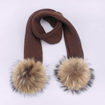 Children's Double Woolen Hats With Woolen Balls Scarf Set - Heritage cosmetics and beauty care