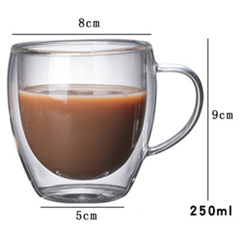 Kitchen Heat-Resistant Double-Layer Borosilicate Glass With Handle Coffee Cup