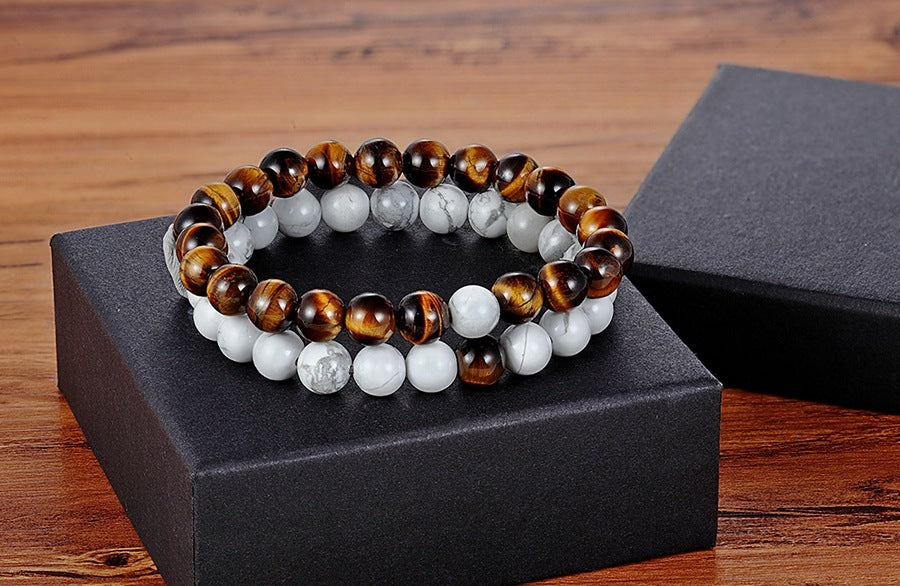 A Set Of Couple Bracelets Natural Stone Yoga Beaded Bracelets - Heritage cosmetics and beauty care