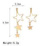 Japanese And Korean Fresh Temperament Hollow Out Pentagram Heart Small And Asymmetrical Earrings Women's Simple Long Earrings - Heritage cosmetics and beauty care