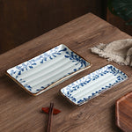 Ceramic Horizontal Pattern Sushi Kebabs Long Plate Restaurant Commercial Side Dish Tableware - Heritage cosmetics and beauty care