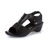 Wedge heel hollow female sandals mid-heel mother sandals - Heritage cosmetics and beauty care