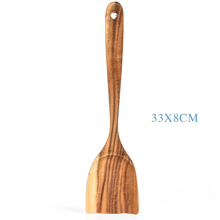 Teak Natural Wood Tableware Spoon Ladle Turner Rice Colander Soup Skimmer Cooking Tool Sets Spoon Scoop Kitchen Tools Gadgets - Heritage cosmetics and beauty care