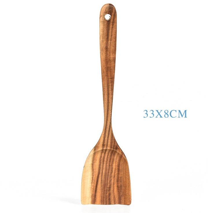 Teak Natural Wood Tableware Spoon Ladle Turner Rice Colander Soup Skimmer Cooking Tool Sets Spoon Scoop Kitchen Tools Gadgets - Heritage cosmetics and beauty care