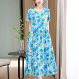 Casual Extra Large Size Cotton Silk Mother Loose Dress Women - Heritage cosmetics and beauty care