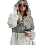 Women Casual Plush Hoodies Zipper Patchwork Hooded Drawstring Sweatshirt Autumn Winter Lady Hooded Warm Loose Tops Heritage cosmetics and beauty care